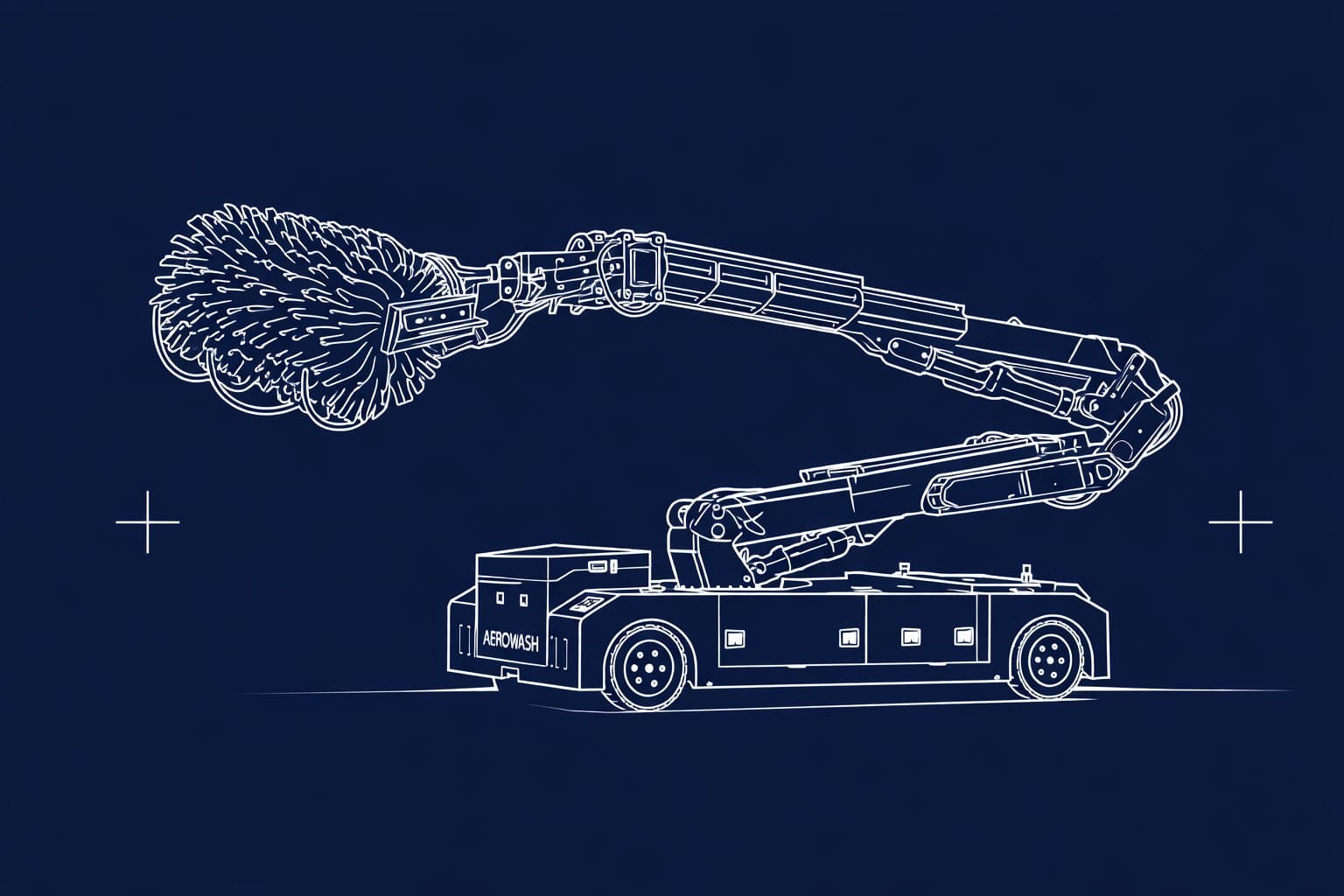 Technical line drawing of the Aerowash AW3 telescopic washing unit